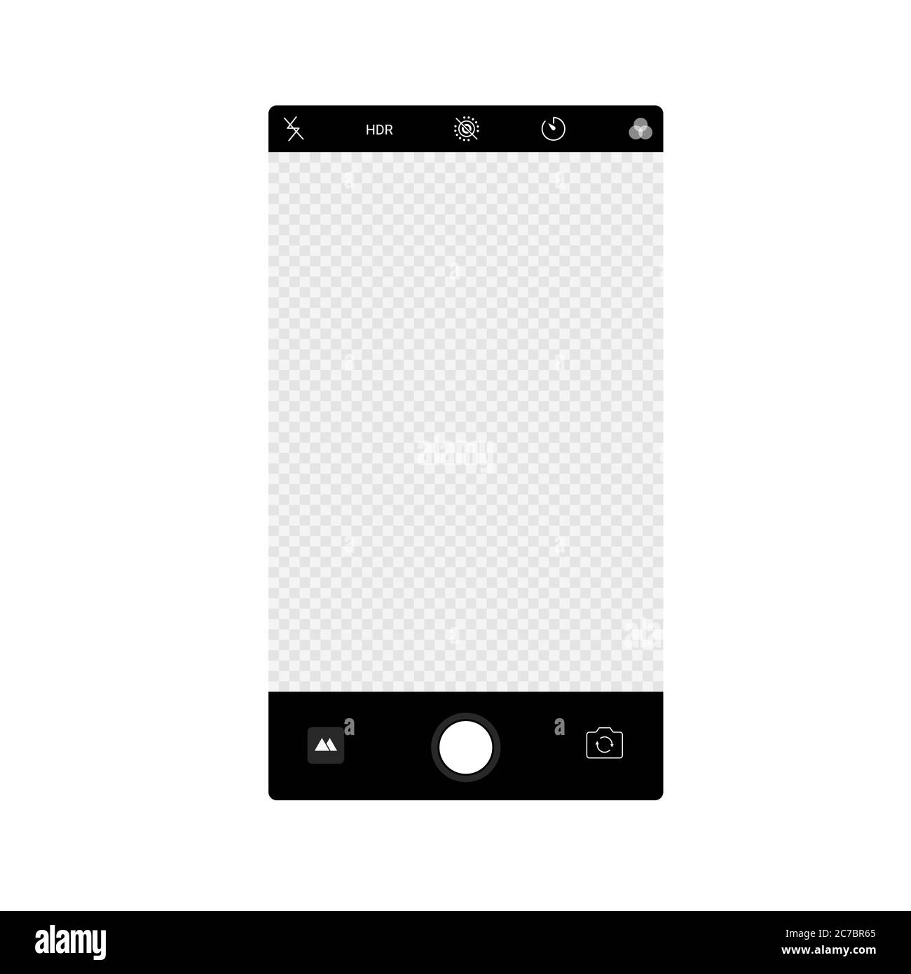 Smartphone camera app screen interface background. Vector viewfinder display mockup photo composer Stock Vector