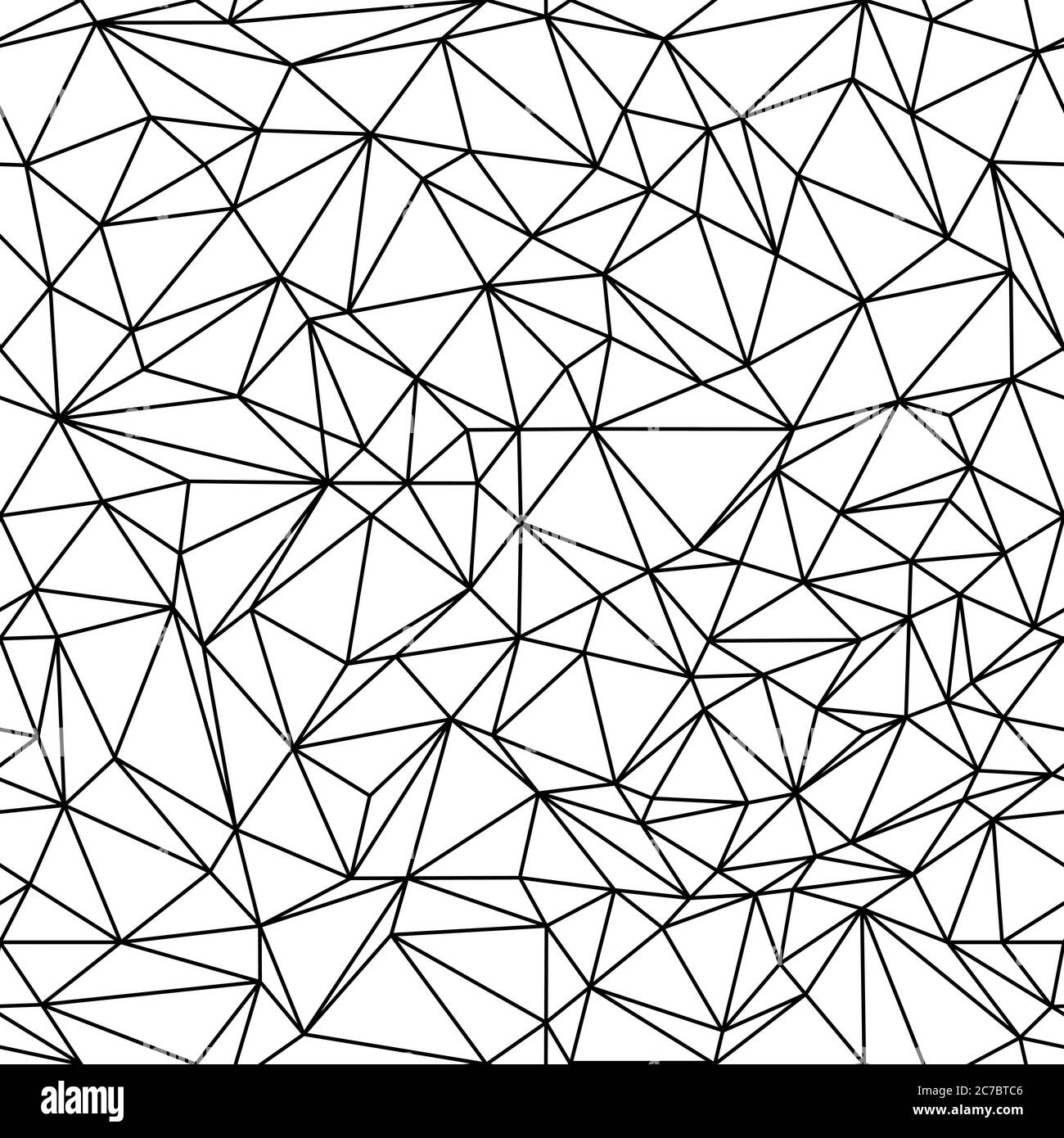 Sticker Vector low poly zentangle seamless pattern. Abstract low poly  graphic repeat pattern. Black and white polygonal seamless hand-drawn  background. 