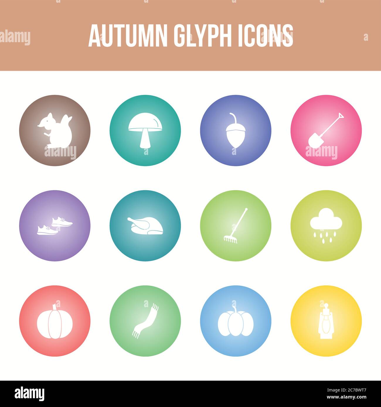 Unique autumn vector glyph icon set Stock Vector