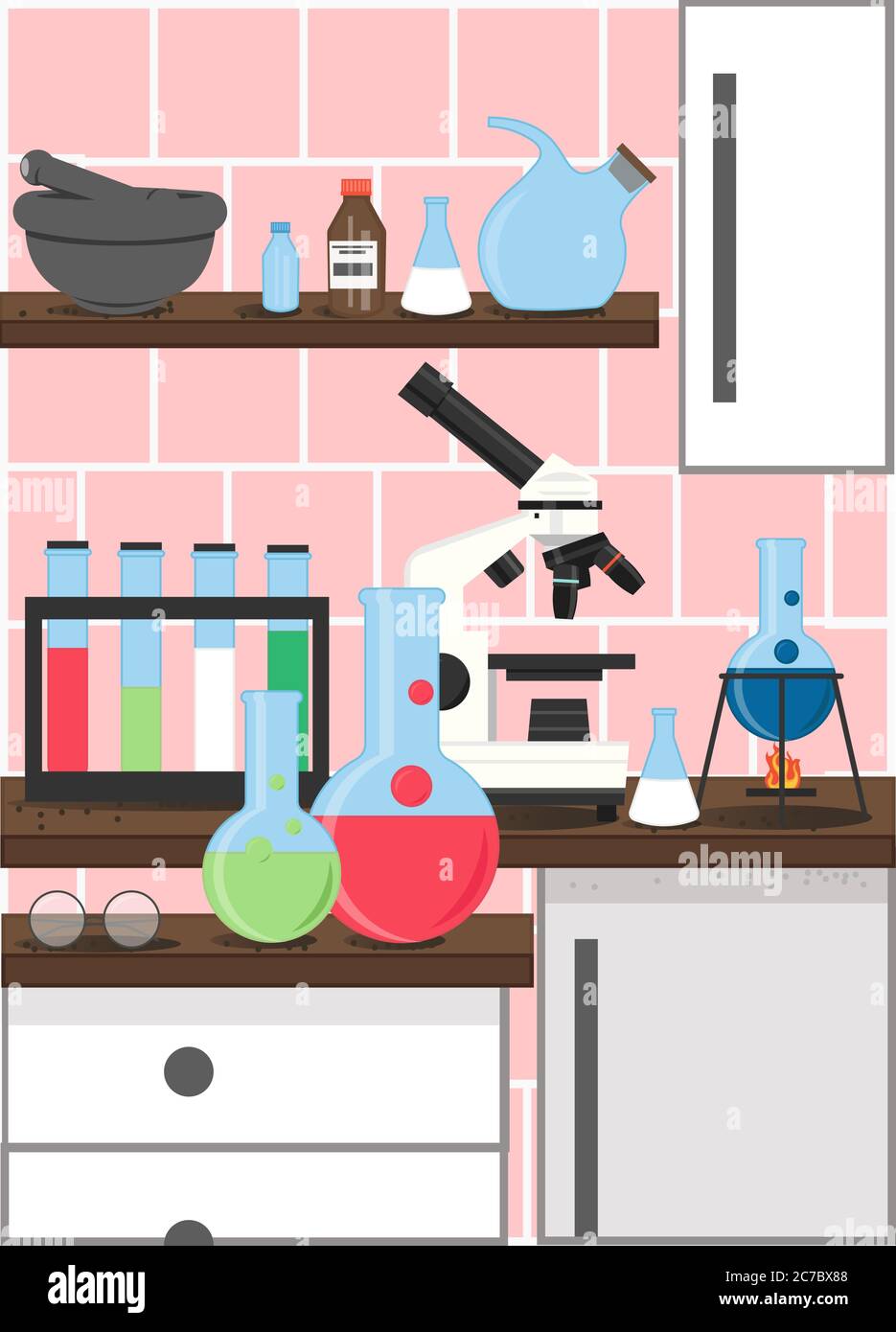 Chemistry science lab vector poster design template Stock Vector Image