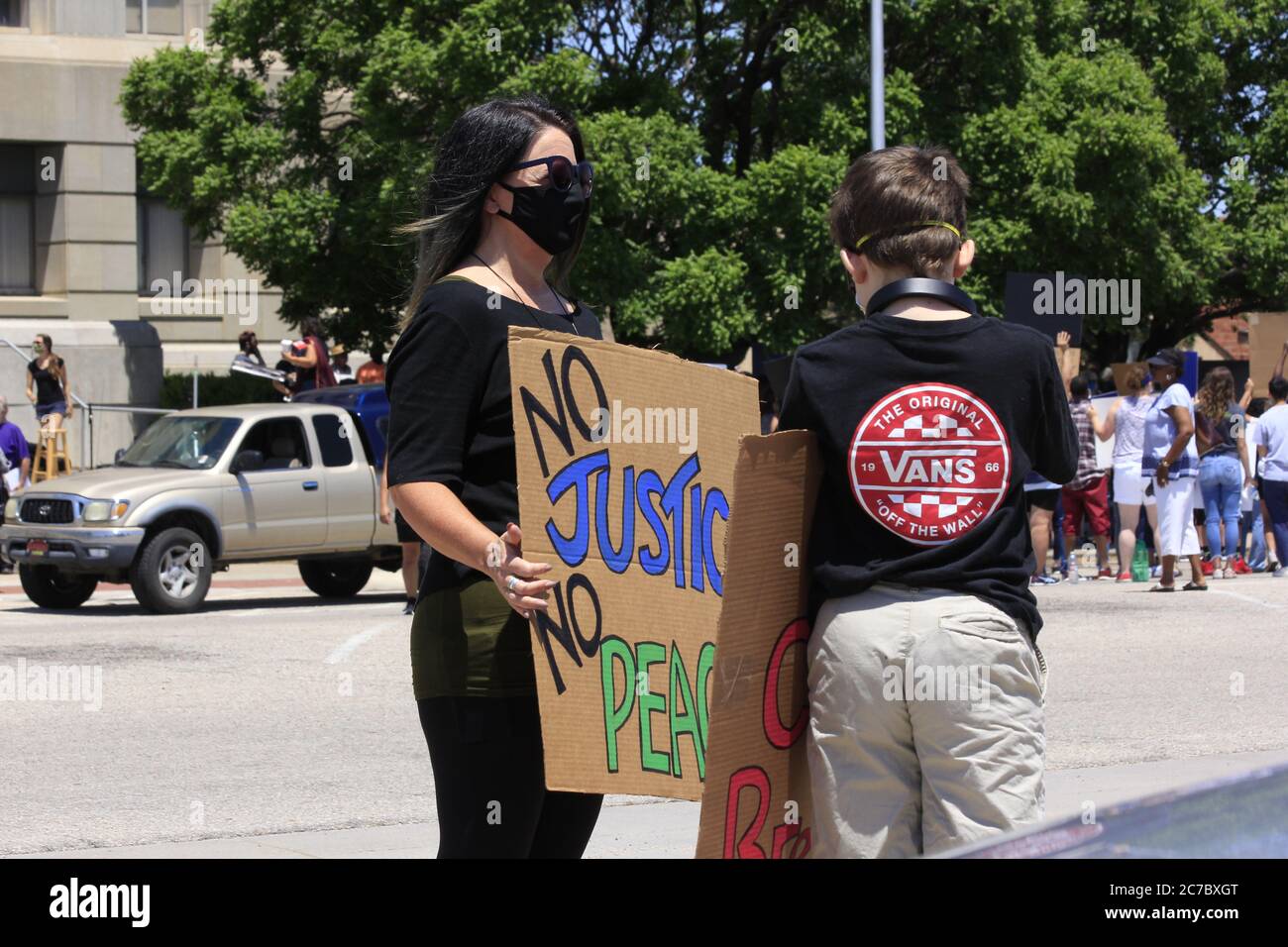 George Floyd Protest Hutchinson Kansas USA at the Reno Co Court House in the Street. Stock Photo