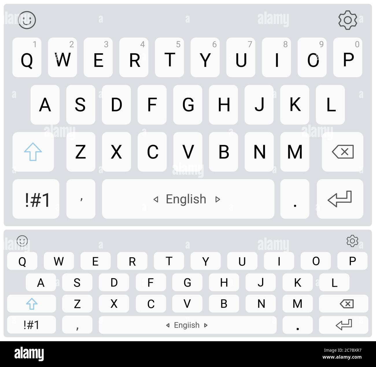 Vertical and horizontal position vector screen smartphone keyboards