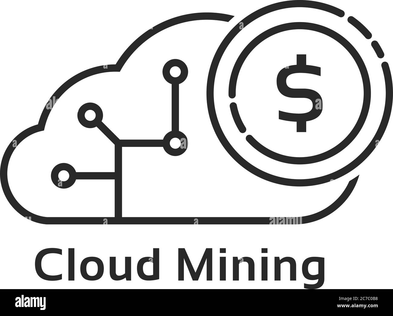 thin line cloud mining cryptocurrency profit logo Stock Vector Image & Art  - Alamy