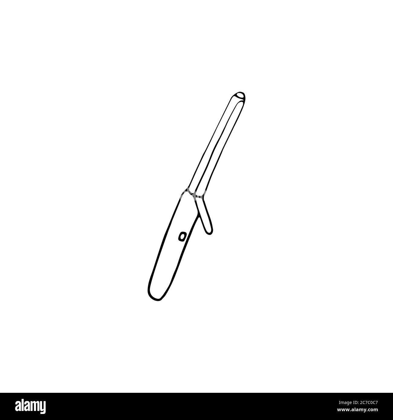 Hair Curler icon. Curling iron sign. Beauty device. Doodle hand drawn