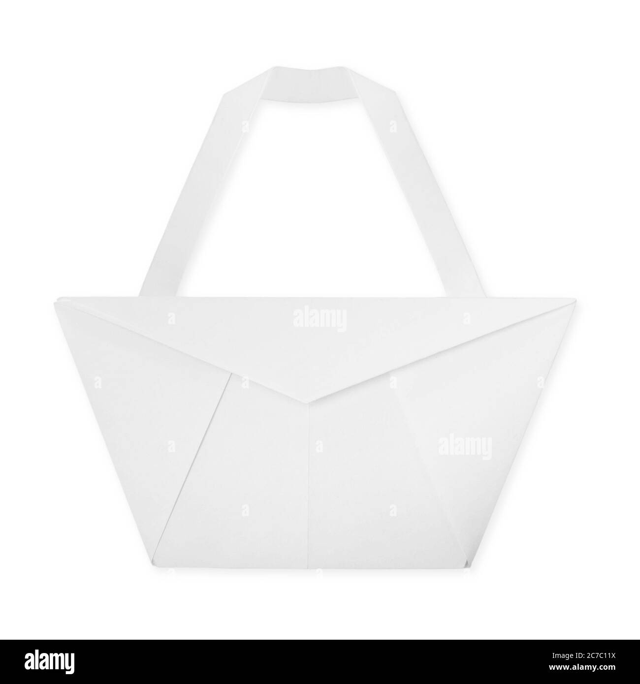 Origami white shopping blank bag on a white Stock Photo