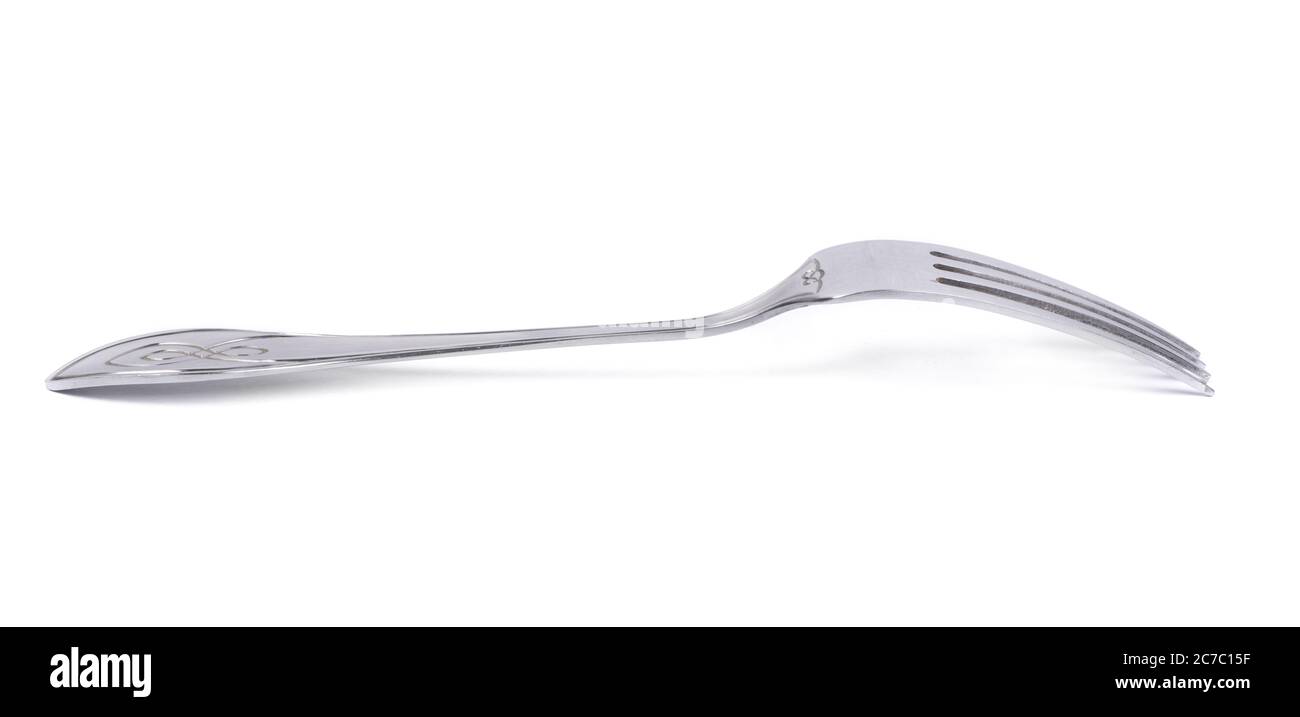 Stainless steel fork isolated on white background Stock Photo