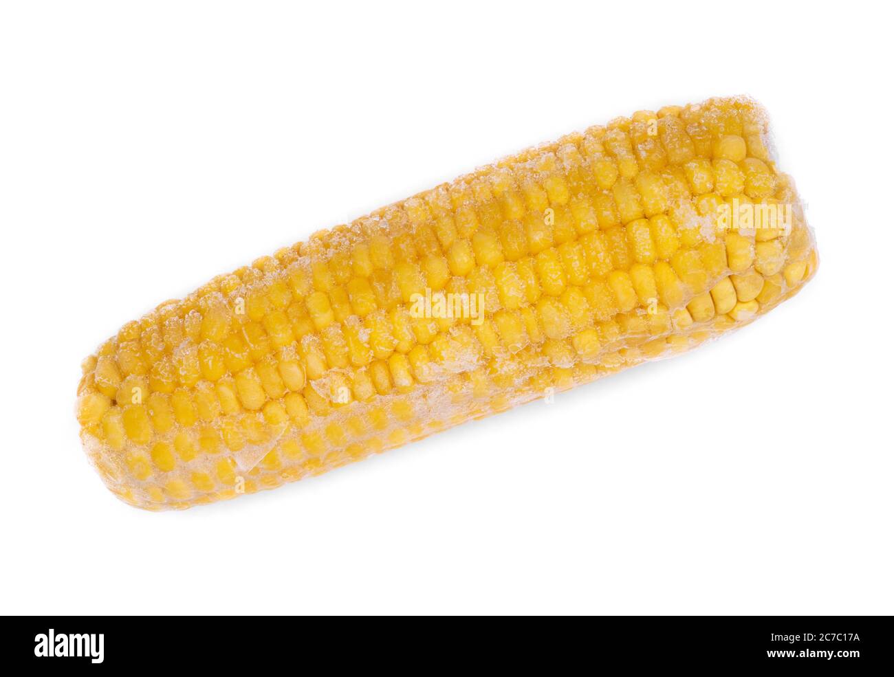 Frozen corn cob isolated on white background Stock Photo