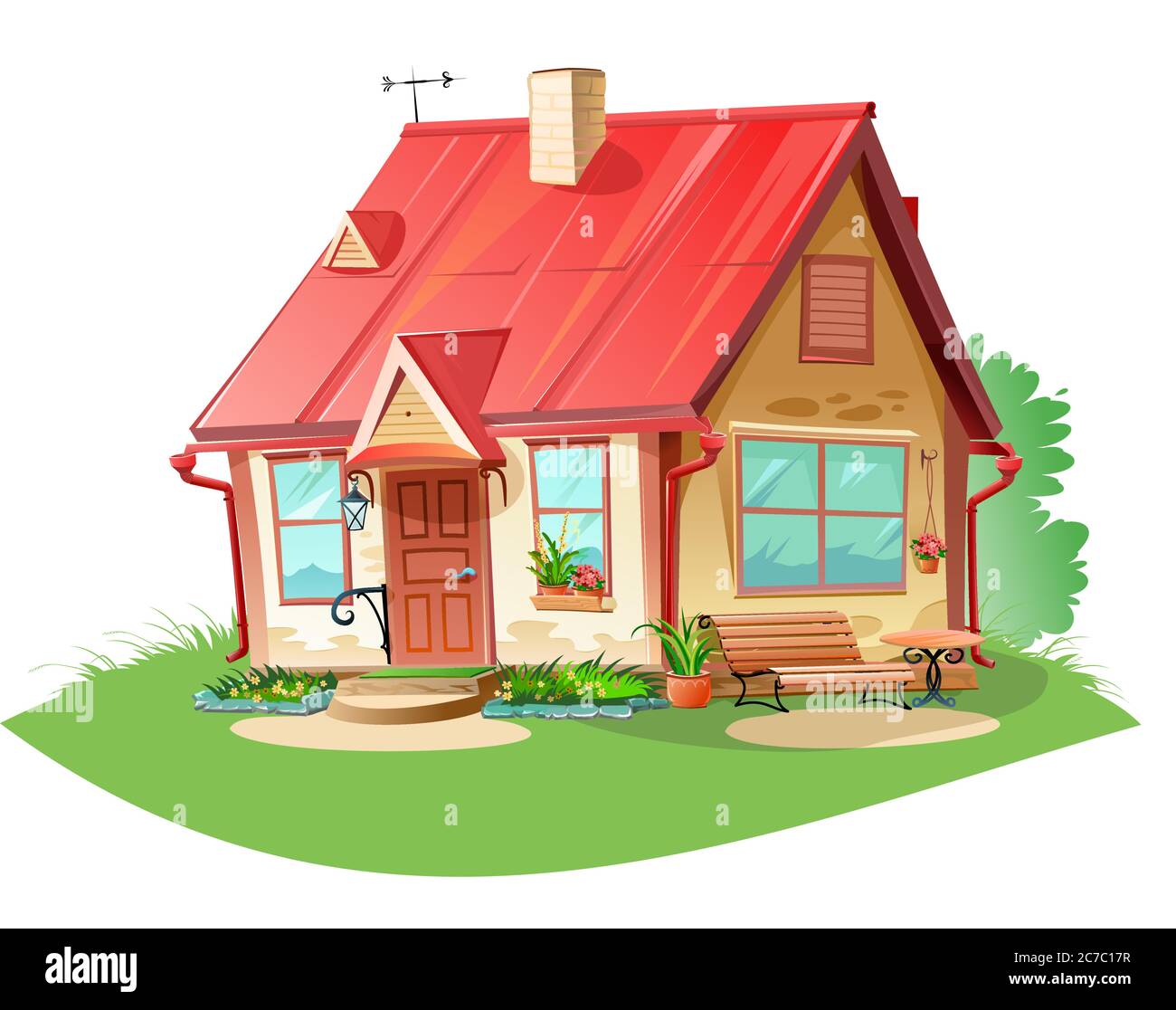 Old cozy rural house. Vector is isolated on a white background. Village,  suburb. Fairytale cute cartoon home. Flat detailed style. Beautiful building  Stock Vector Image & Art - Alamy