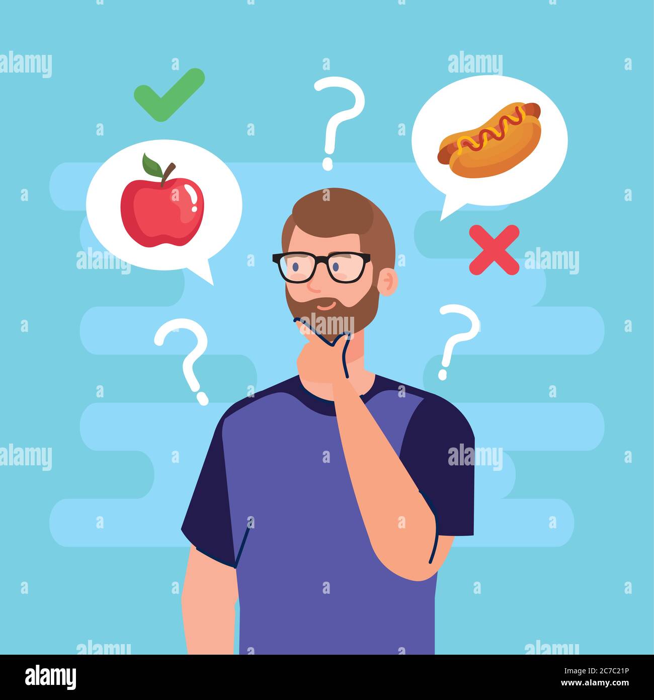 man thinking what to eat vector design Stock Vector