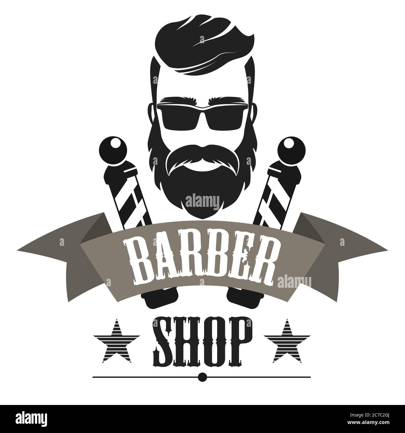Barber Shop Retro Label Logo, Vintage Emblem Or Badge Isolated Vector  Illustration Stock Vector Image & Art - Alamy