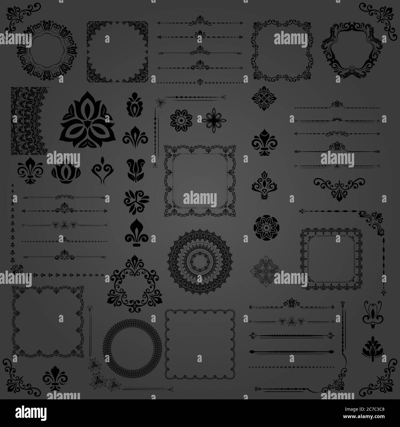 Vintage Set of Vector Horizontal, Square and Round Elements Stock ...
