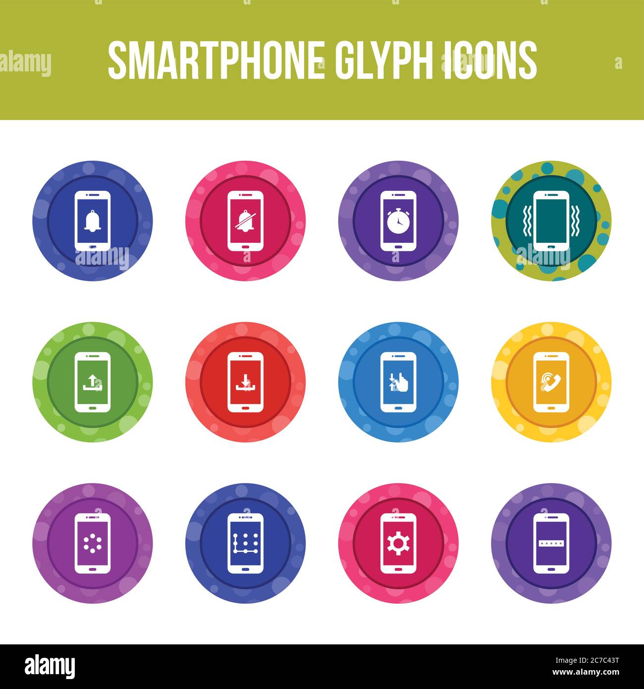 Unique smartphone vector glyph icon set Stock Vector