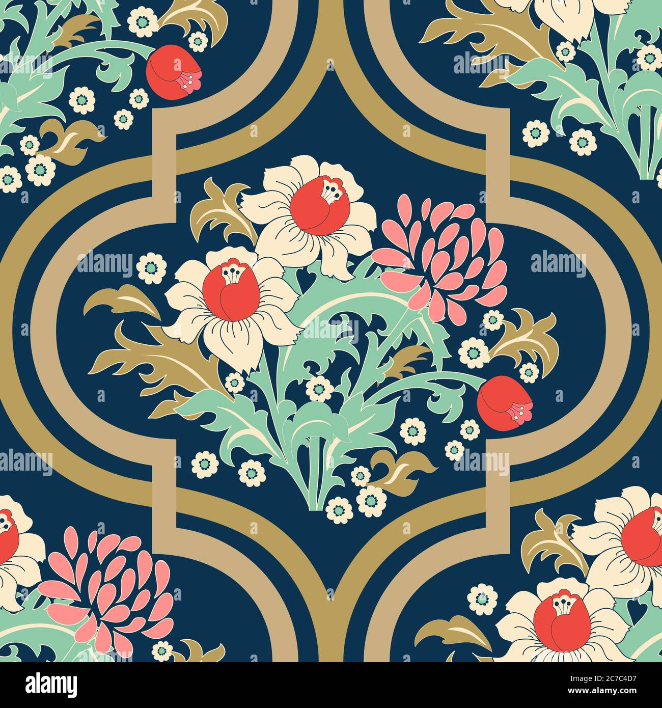 Seamless Vector Vintage Pattern With Victorian Bouquet Of Colorful Flowers On A Dark Background Seamless Floral Wallpaper Hand Drawn Floral Pattern Stock Vector Image Art Alamy