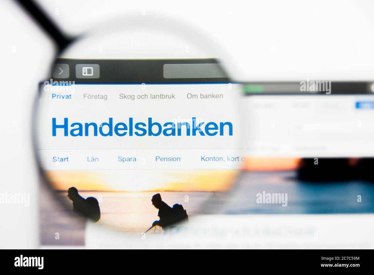 Los Angeles, California, USA - 24 March 2019: Illustrative Editorial of Svenska Handelsbanken website homepage. Svenska Handelsbanken logo visible on Stock Photo