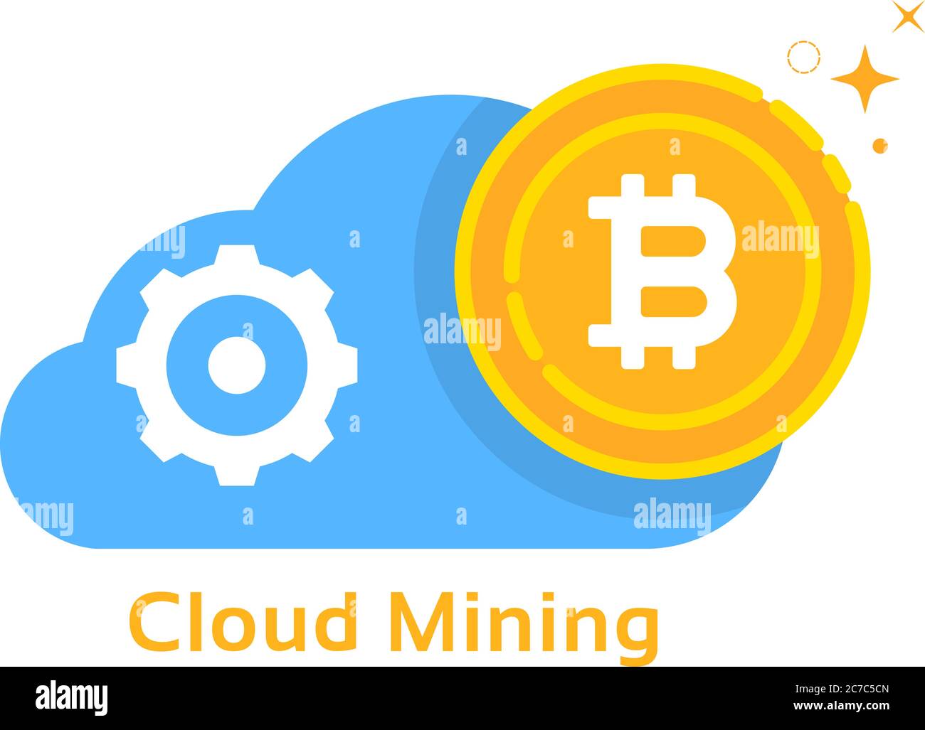 bitcoin cloud mining like cryptocurrency profit Stock Vector