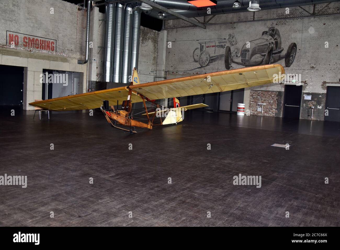 Cologne, Germany. 15th July, 2020. A school glider SG 38, glider from the year 1942, is standing at a press appointment in the Motorworld. Credit: Horst Galuschka/dpa/Alamy Live News Stock Photo