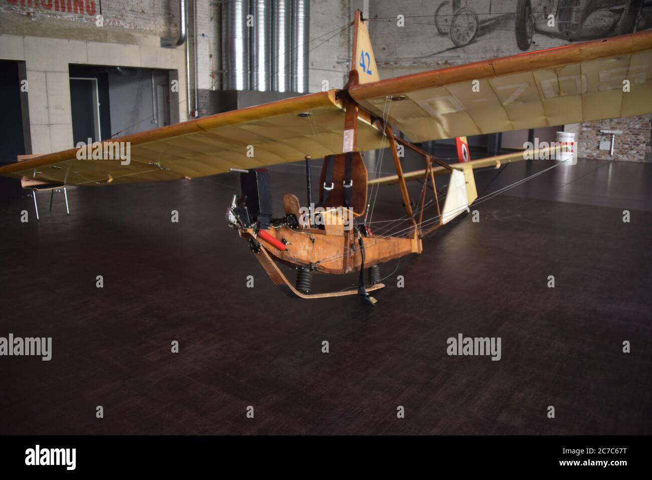 Cologne, Germany. 15th July, 2020. A school glider SG 38, glider from the year 1942, is standing at a press appointment in the Motorworld. Credit: Horst Galuschka/dpa/Alamy Live News Stock Photo