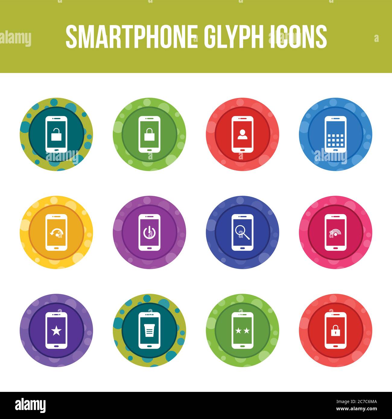 Unique smartphone vector glyph icon set Stock Vector