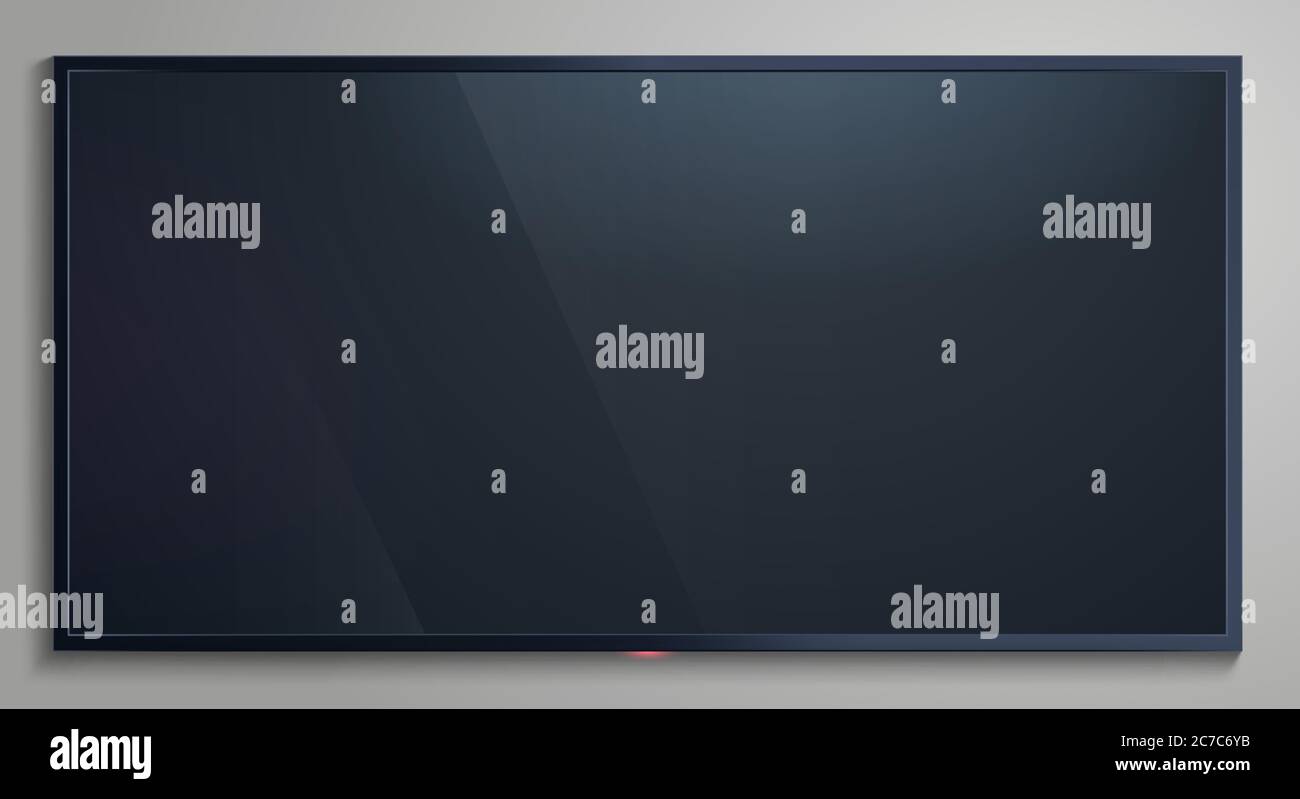 Realistic tv screen. Lcd modern blank display, television monitor screen mockup, lcd panel isolated vector illustration Stock Vector