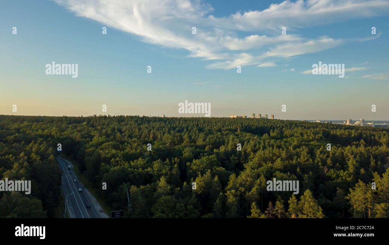 Drone flight during sunset over hi-res stock photography and images - Alamy