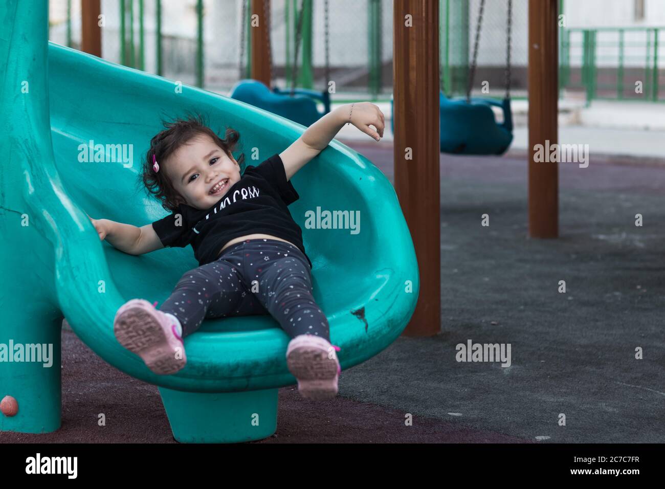 Little Girl Sliding Down Slide Hi Res Stock Photography And Images Alamy