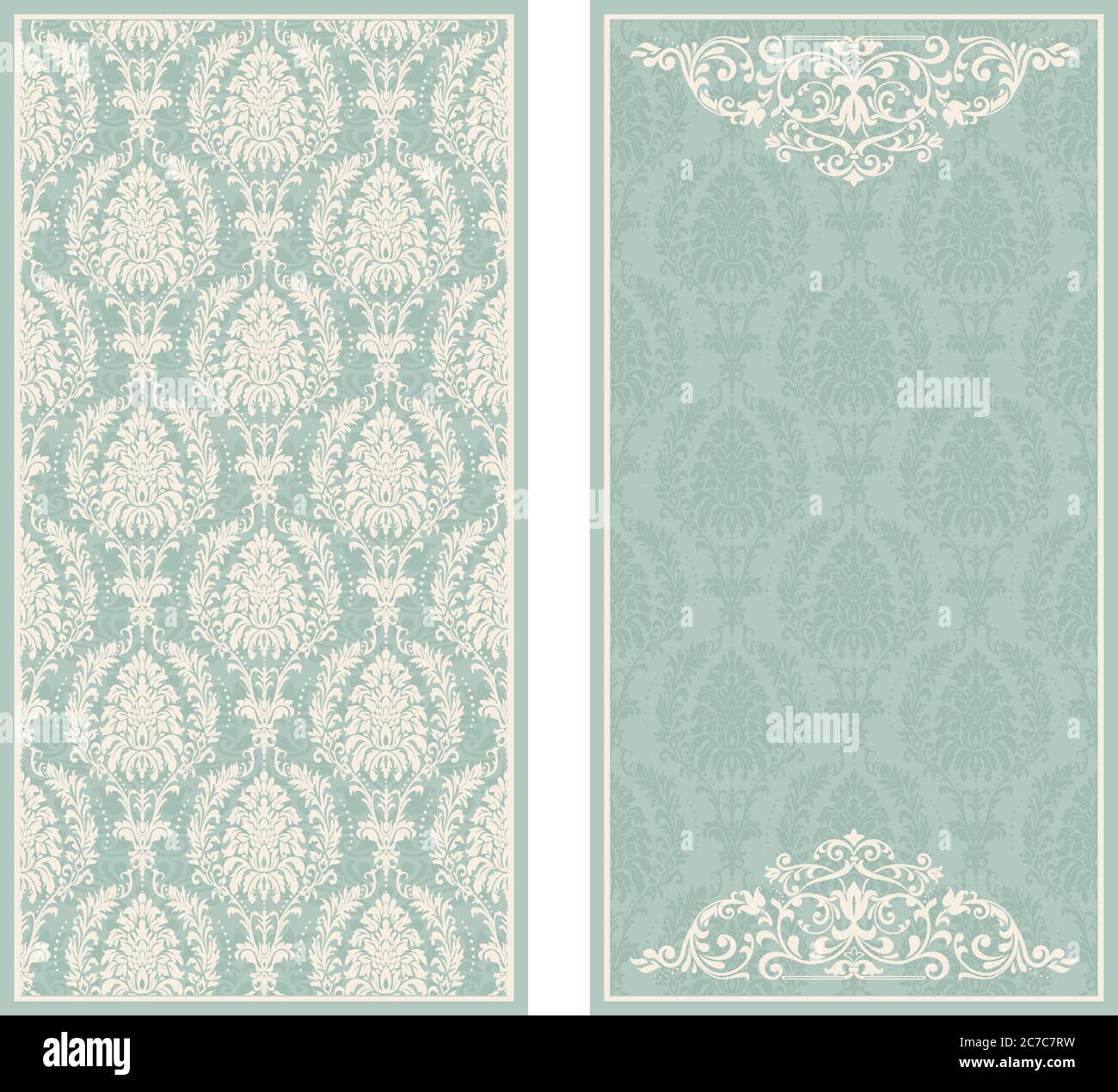 Vintage Invitation or wedding card with damask background and elegant floral elements Stock Vector