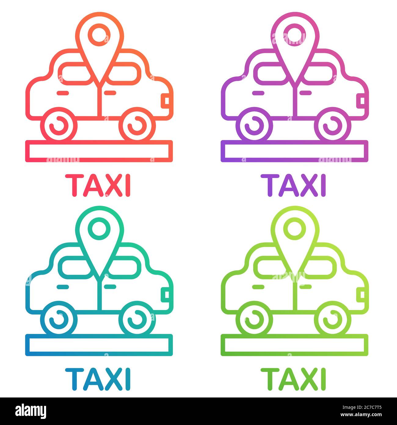 Taxi icon, cab design logo. Taxi point gradient color line icons vector illustration Stock Vector
