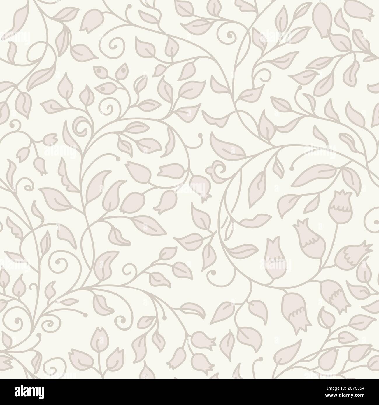 Seamless floral pattern in folk style with wildflowers, leaves. Hand ...