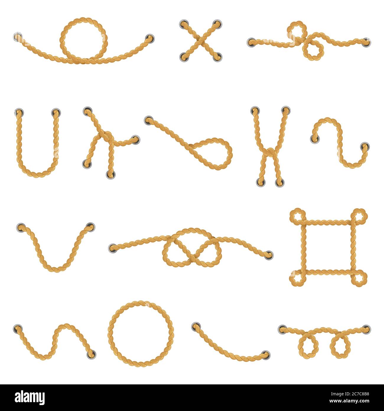 Rope knots. Marine navy cordage knots, decorative rope frame, divider and nautical  knot vector isolated illustration icons set Stock Vector Image & Art - Alamy