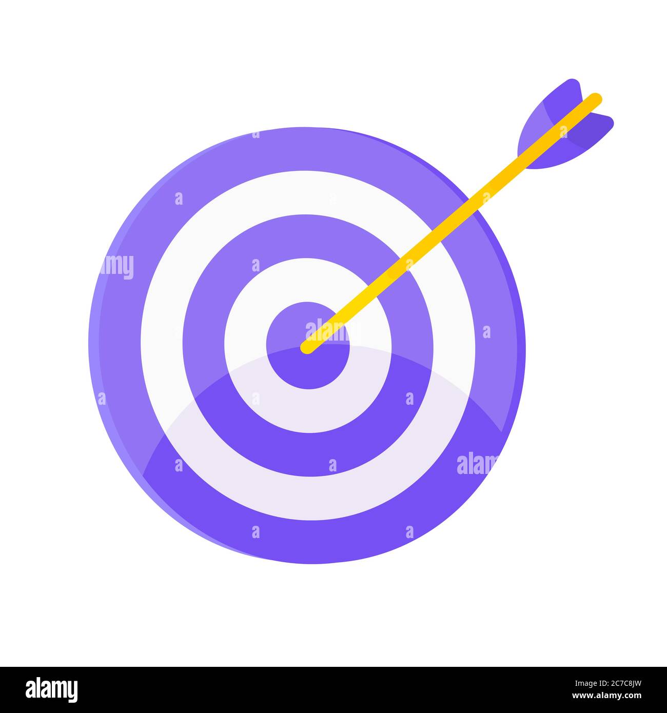 Target icon with arrow in the bullseye with shadows on it. Stock Vector