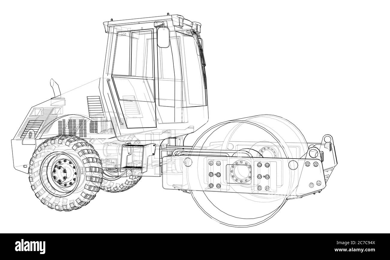 Construction machine. Asphalt compactor Stock Photo - Alamy