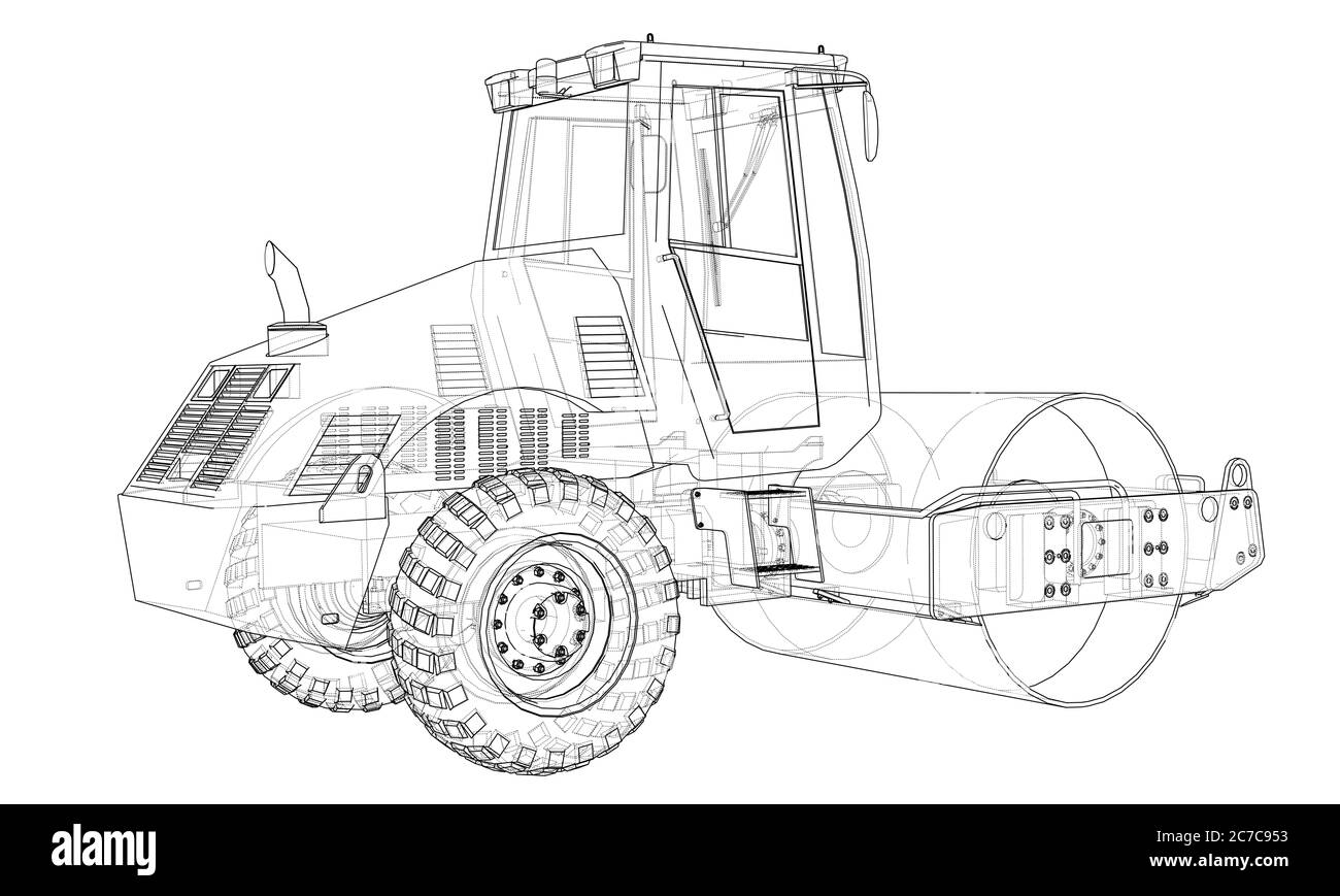 Compactor Colouring Construction machine. Asphalt compactor Stock Photo - Alamy