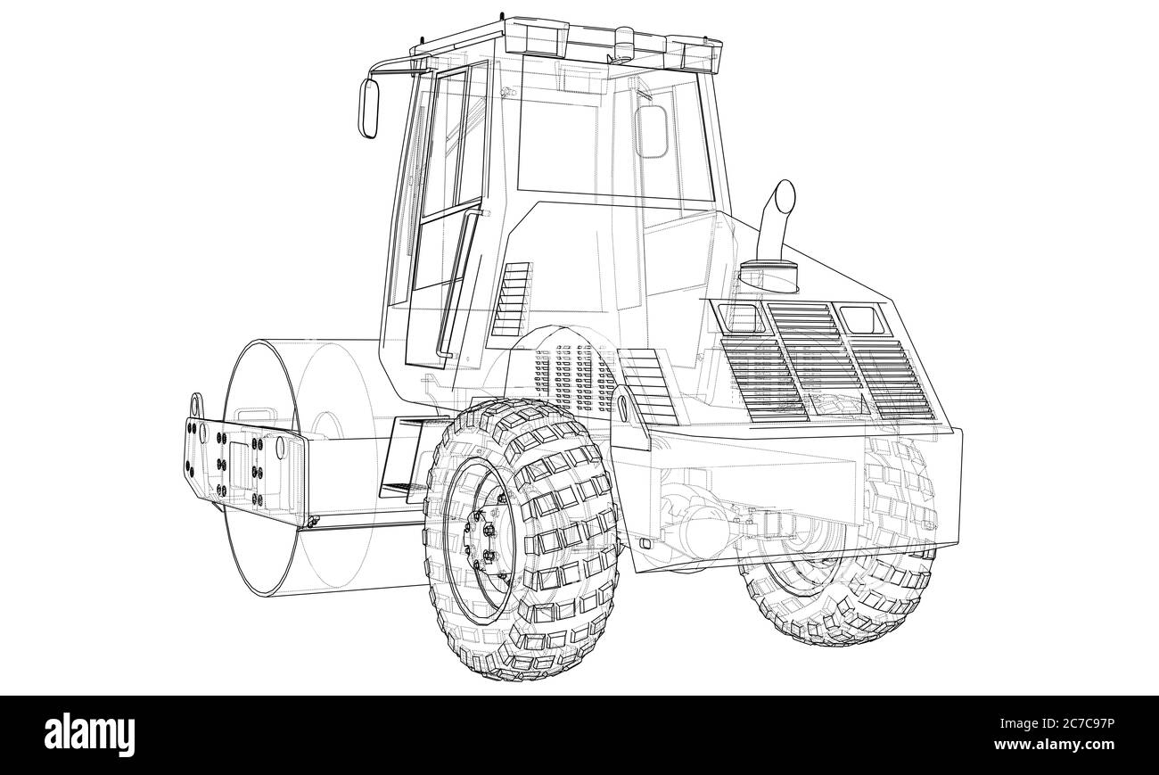 Compactor Colouring Construction machine. Asphalt compactor Stock Photo - Alamy