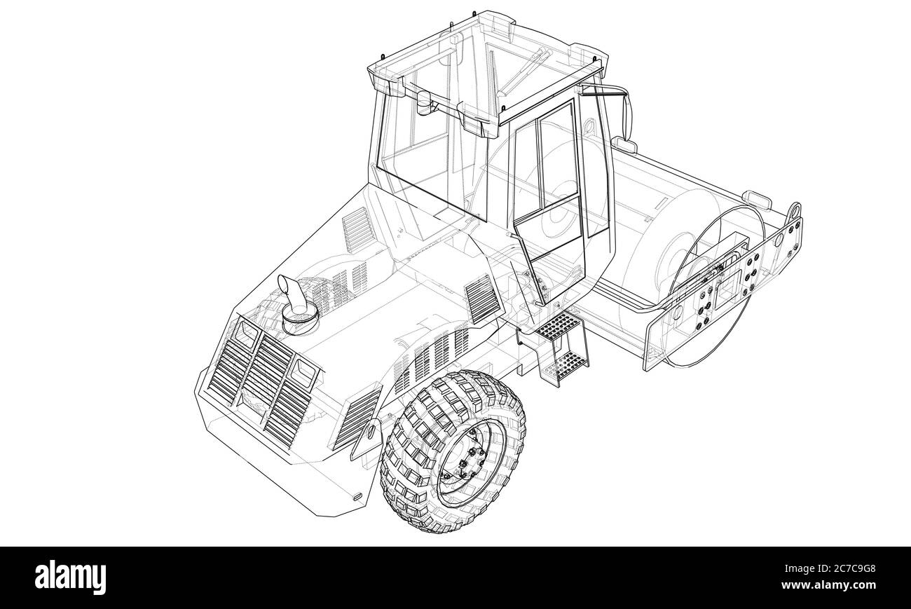 Compactor Colouring Construction machine. Asphalt compactor Stock Photo - Alamy