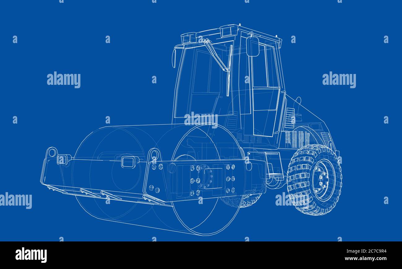 Compactor Colouring Construction machine. Asphalt compactor Stock Photo - Alamy