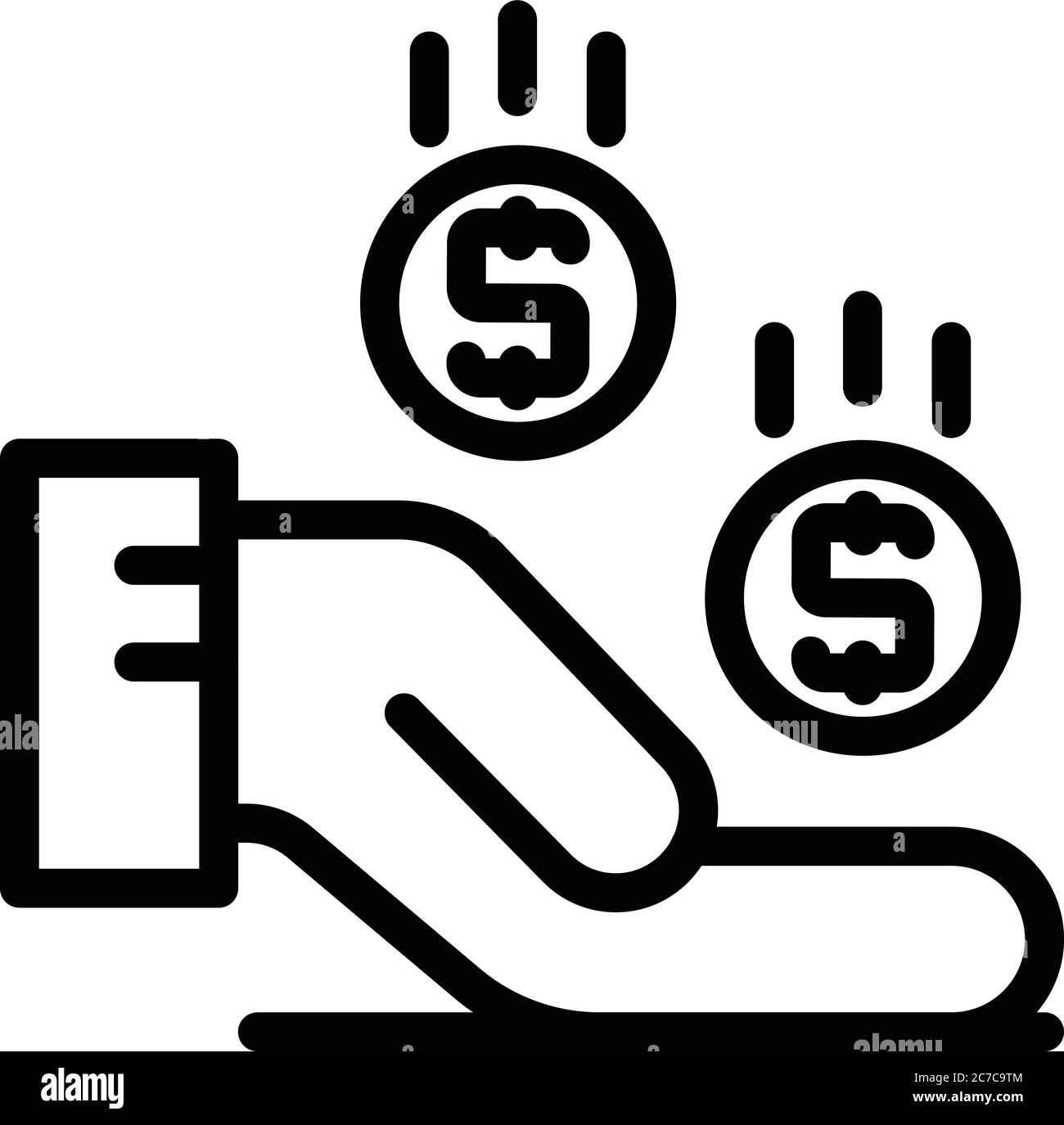 Take rest money coin icon, outline style Stock Vector