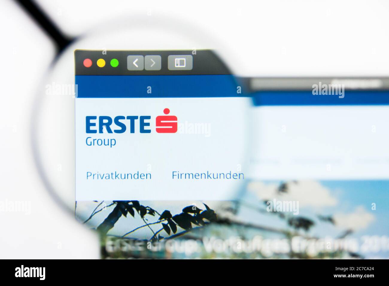 Los Angeles, California, USA - 24 March 2019: Illustrative Editorial of Erste Group Bank website homepage. Erste Group Bank logo visible on display Stock Photo