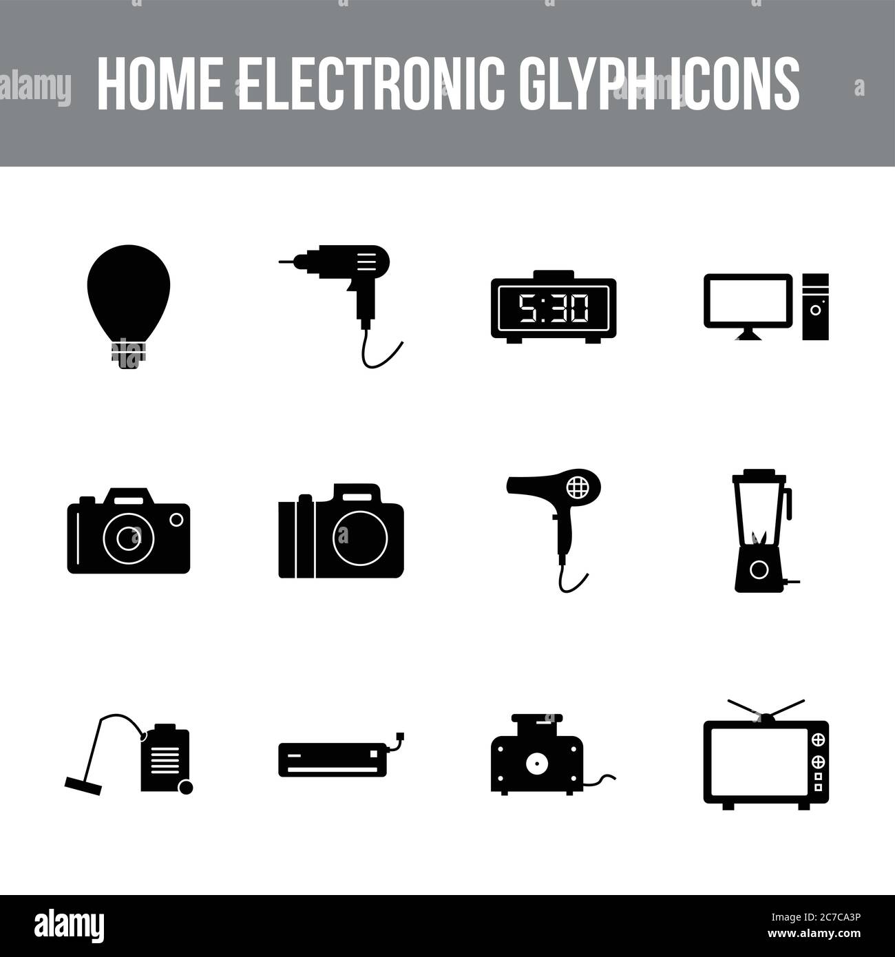 Unique home electronic vector glyph icon set Stock Vector Image & Art ...