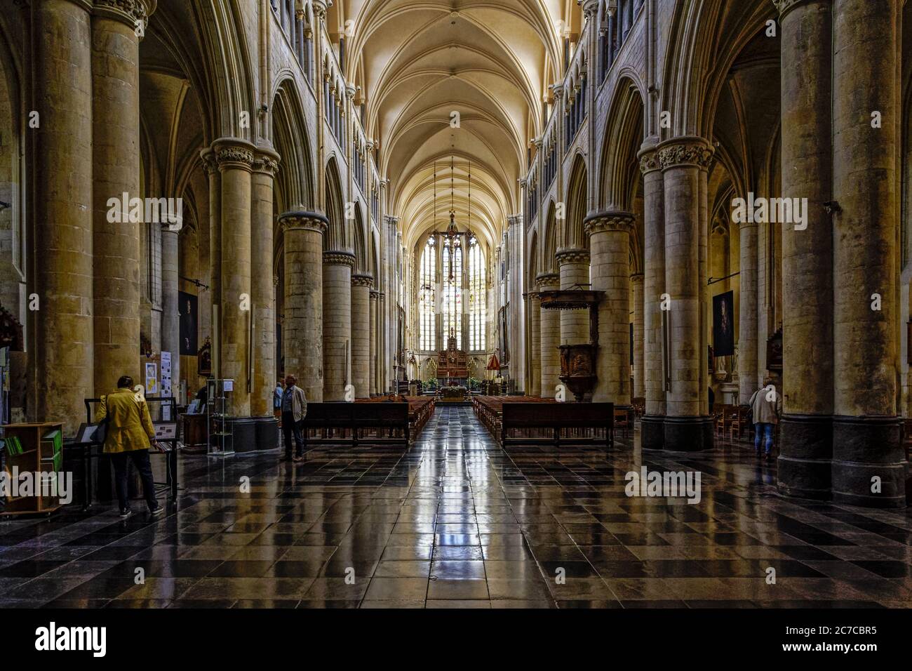 Beautiful inside shot of the Old Cathedral or Basilica of Our Lady in Tongeren, Belgium Stock Photo