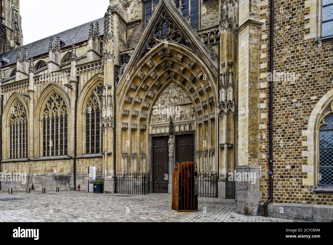 Beautiful outdoor shot of the Old Cathedral or Basilica of Our Lady in Tongeren, Belgium Stock Photo