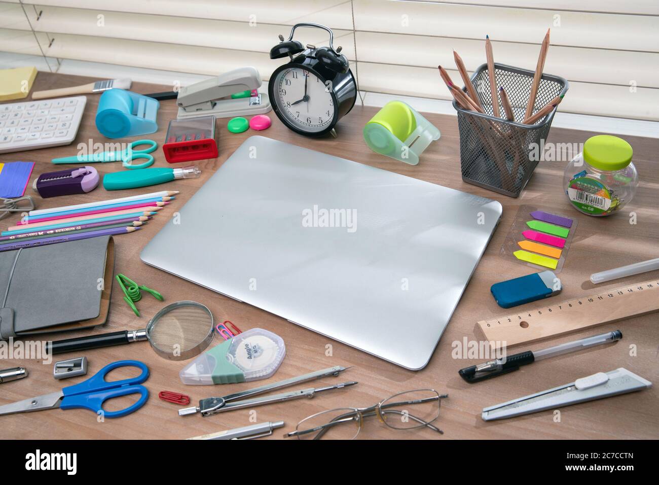 The home office supplies on the desk Stock Photo Alamy