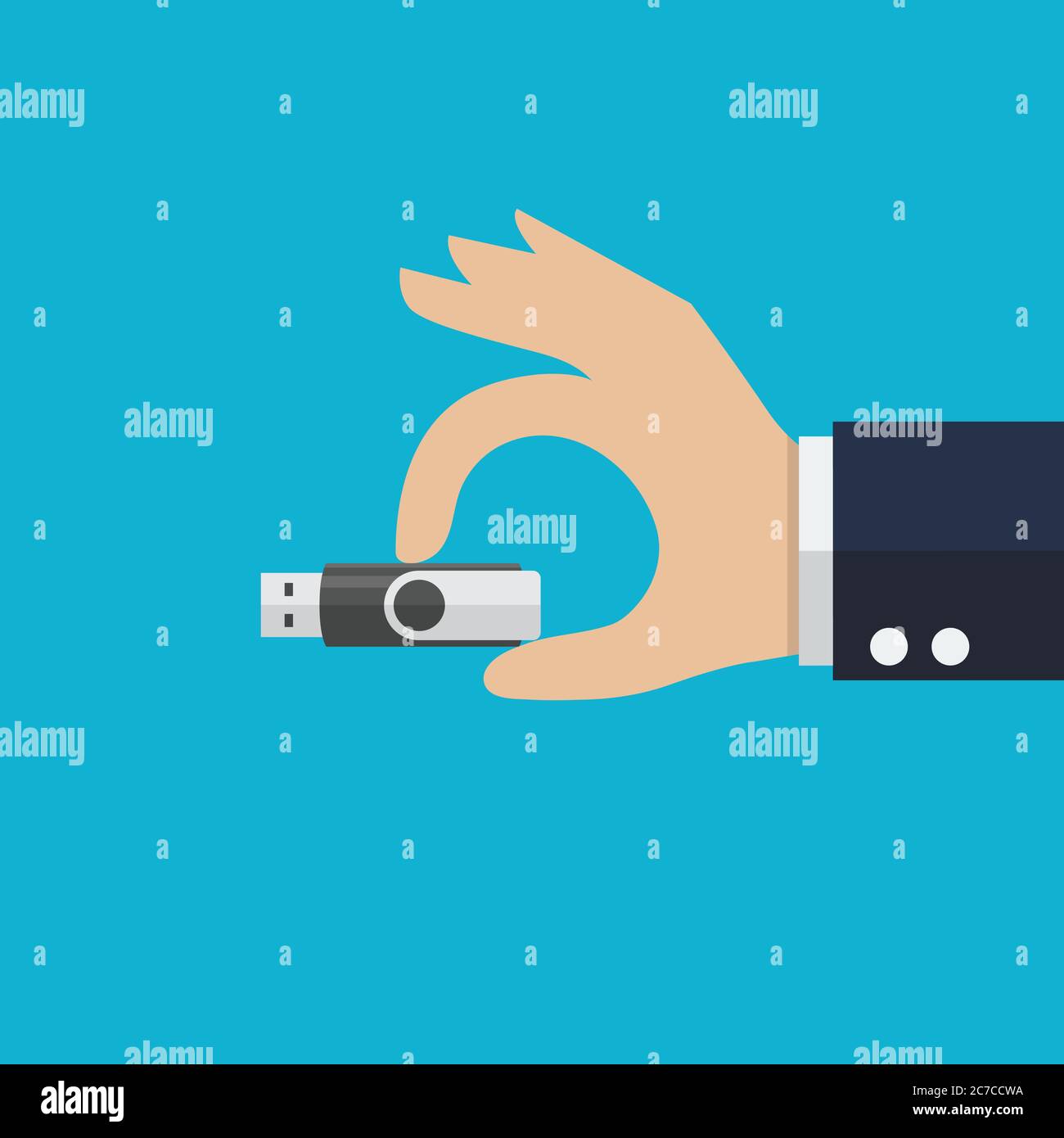 USB Flash drive icon. Flat style with long shadow icon. Vector illustration Stock Vector