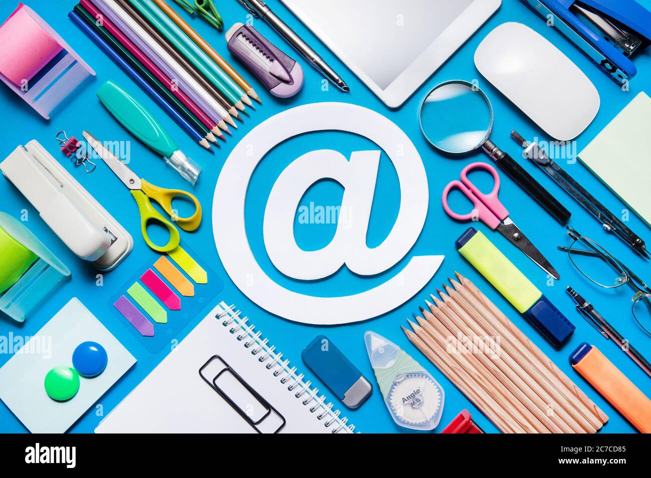 Office supplies and email sign Stock Photo
