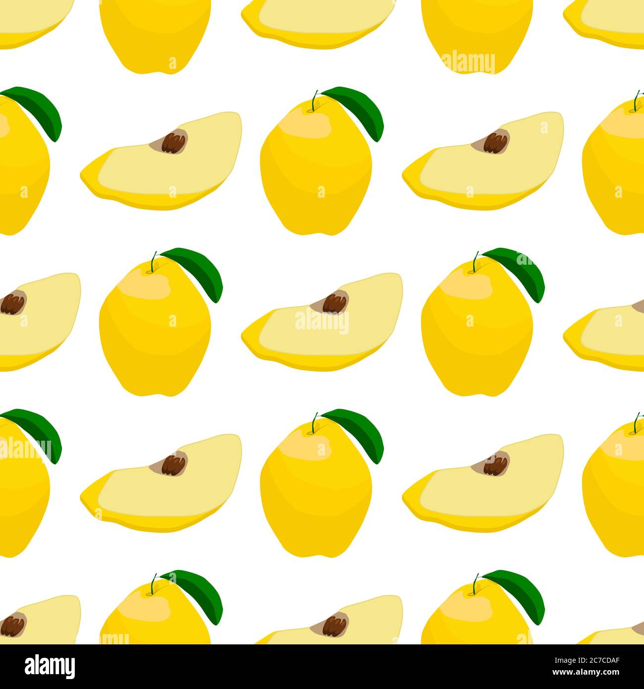 Illustration on theme big colored seamless quince, bright fruit pattern ...