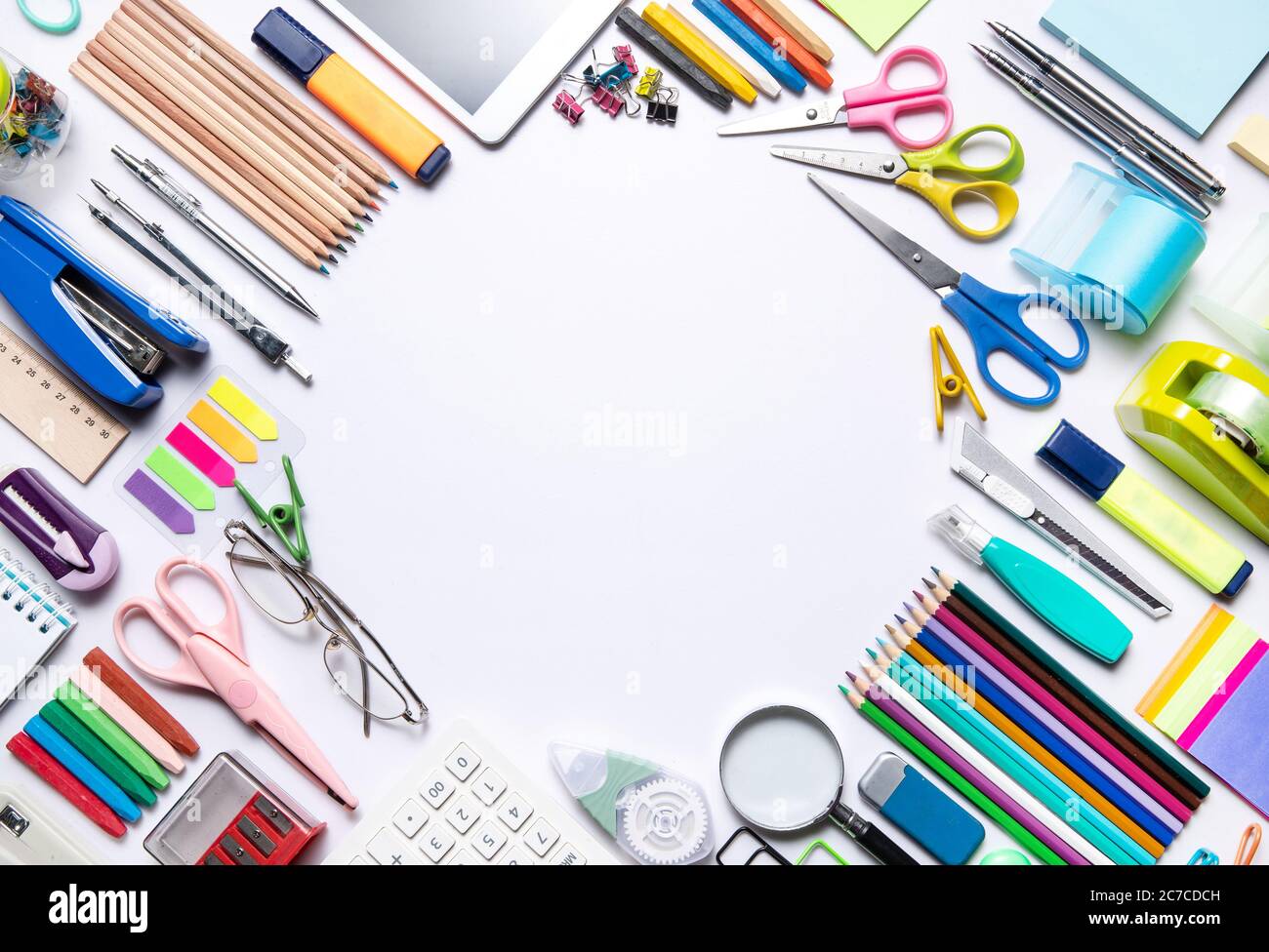 Office supplies on a white background Stock Photo