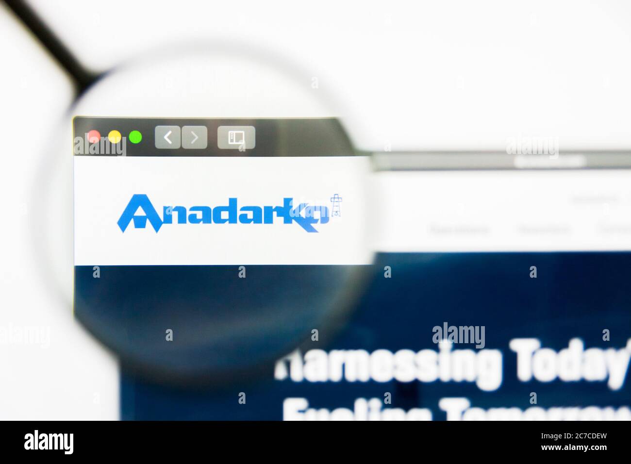 Los Angeles, California, USA - 25 March 2019: Illustrative Editorial of Anadarko Petroleum website homepage. Anadarko Petroleum logo visible on Stock Photo