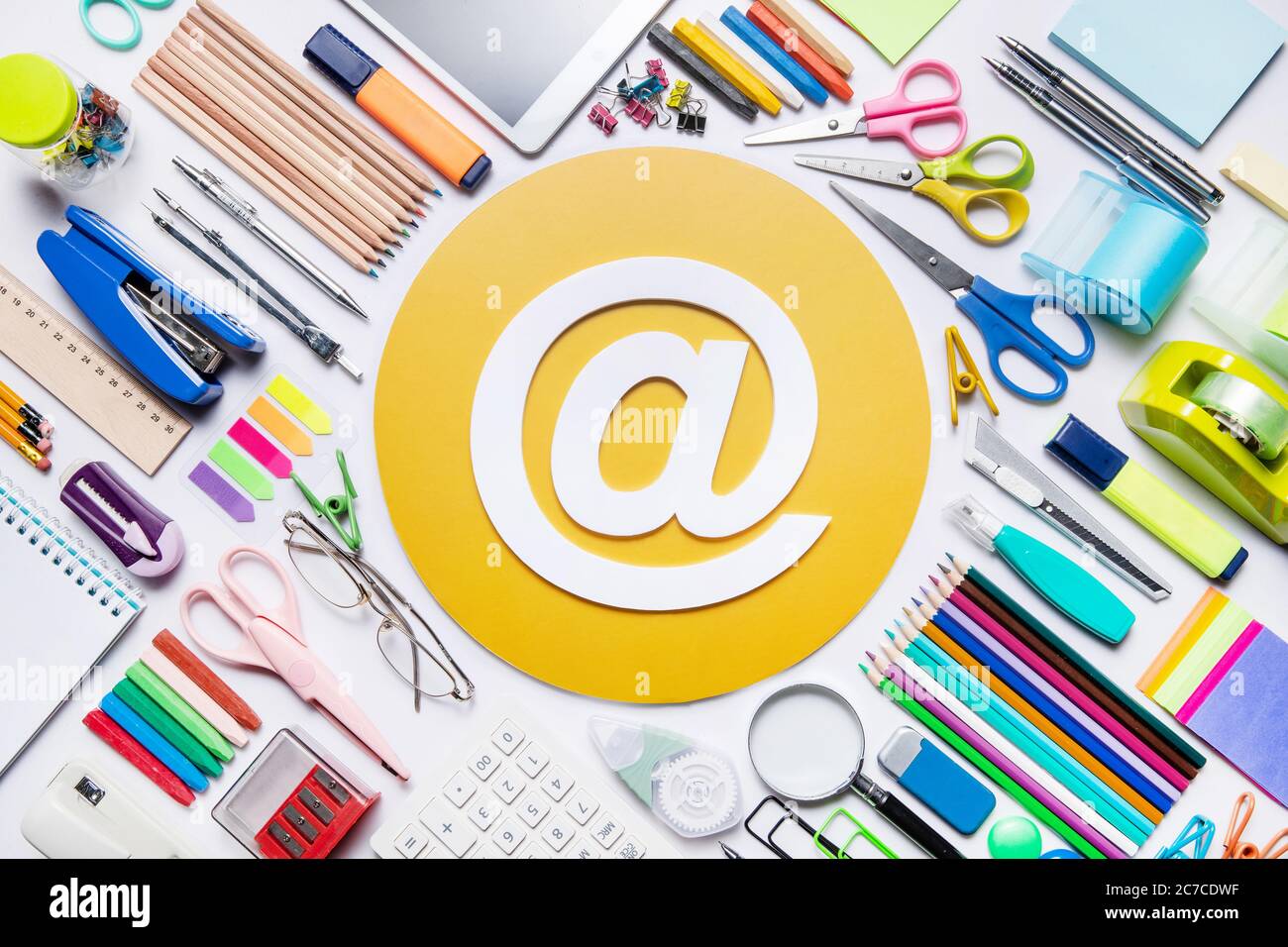Office supplies and email sign Stock Photo Alamy