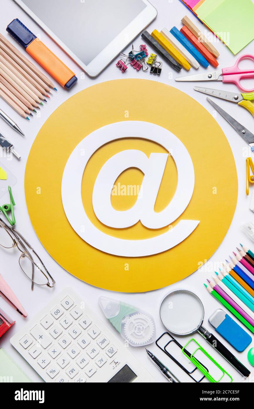 Office supplies and email sign Stock Photo