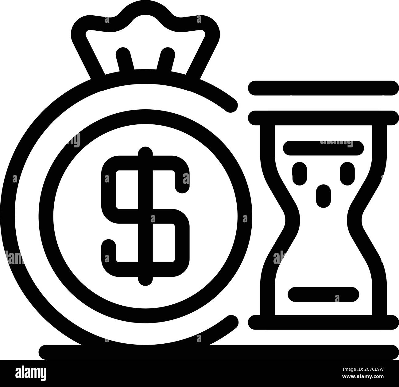 Money coin bag hourglass icon, outline style Stock Vector Image & Art ...