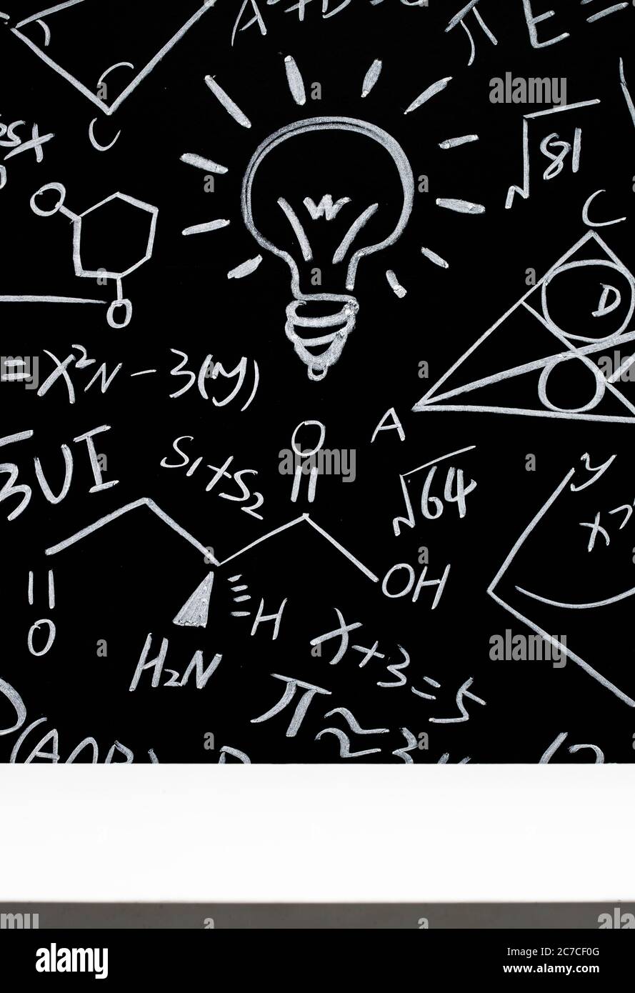 The mathematical equations on the blackboard Stock Photo